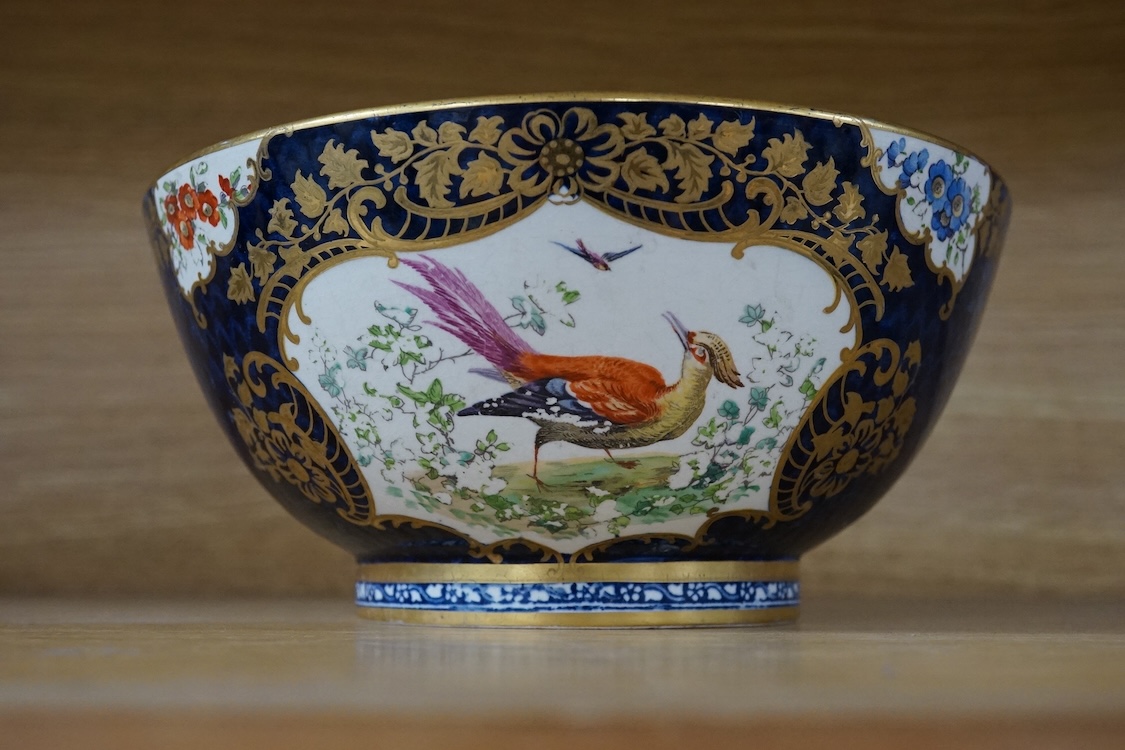 A Booths scale blue ground bowl, 20cm diameter